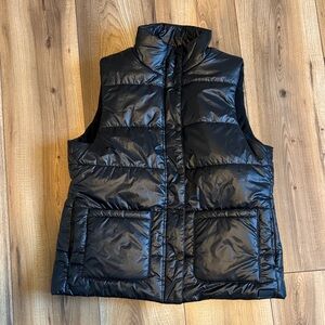 Figs Black Puffer Vest with Interior Logo